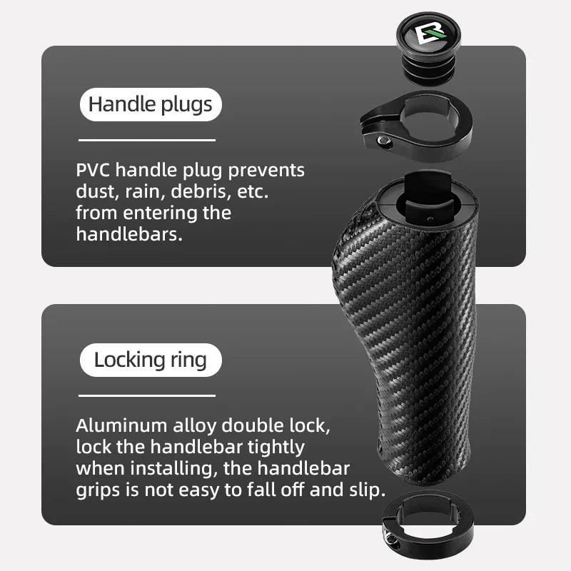 ROCKBROS Bicycle Handles MTB Grips PU Leather Mountain Road Bike Handlebar Grips Soft Anti-skid Comfortable Bicycle Accessories