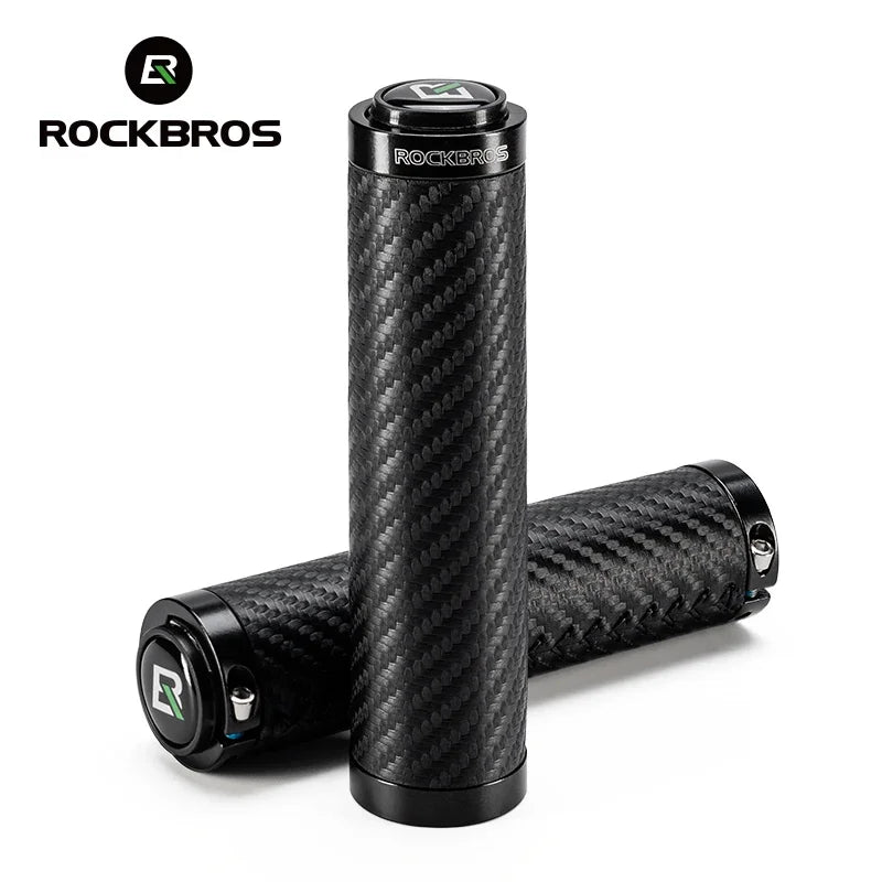 ROCKBROS Bicycle Handles MTB Grips PU Leather Mountain Road Bike Handlebar Grips Soft Anti-skid Comfortable Bicycle Accessories