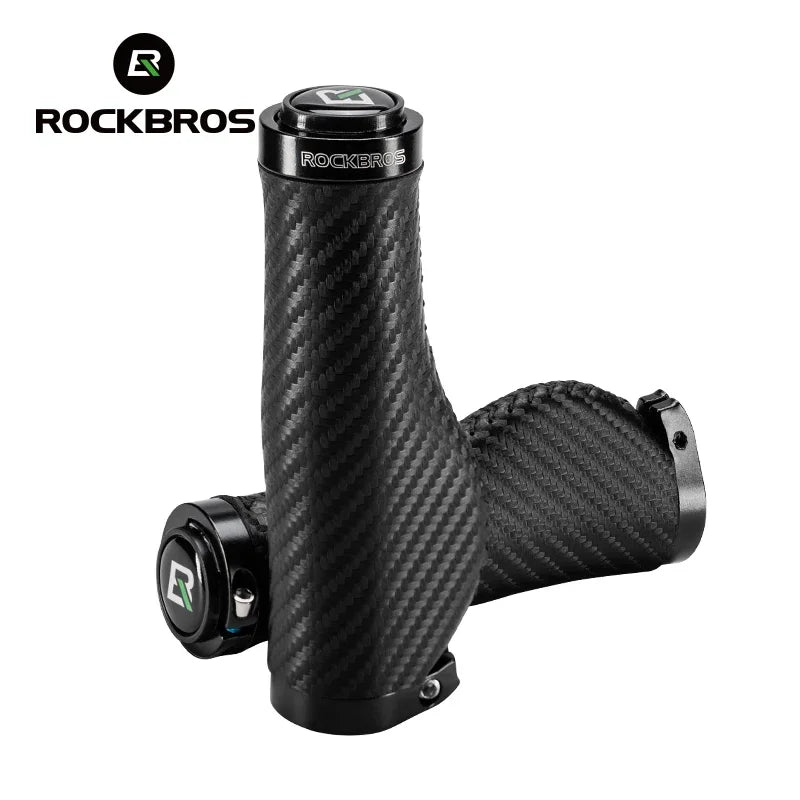 ROCKBROS Bicycle Handles MTB Grips PU Leather Mountain Road Bike Handlebar Grips Soft Anti-skid Comfortable Bicycle Accessories